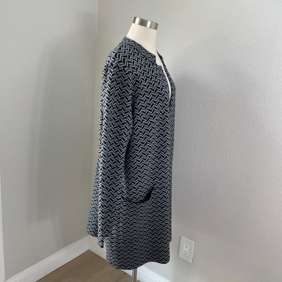 Tahari Womens Plus 2X Chevron Open Front Cardigan Jacket Pockets Coatigan - Picture 3 of 11